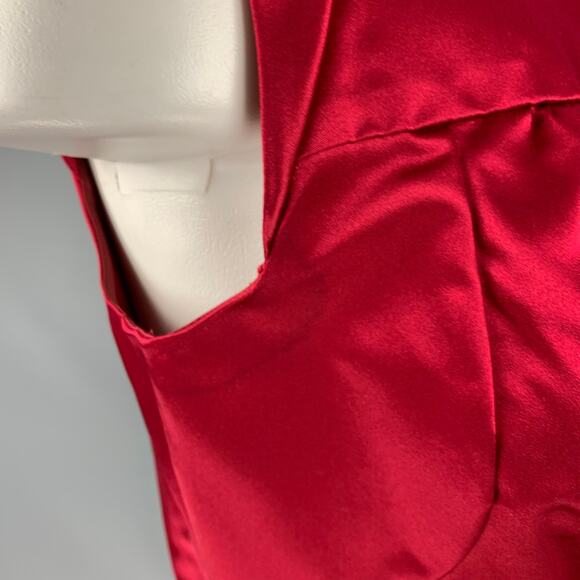 PRADA Size 10 Red Silk Pleated Sleeveless Dress Top - Picture 7 of 10
